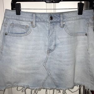 light wash jean mini skirt